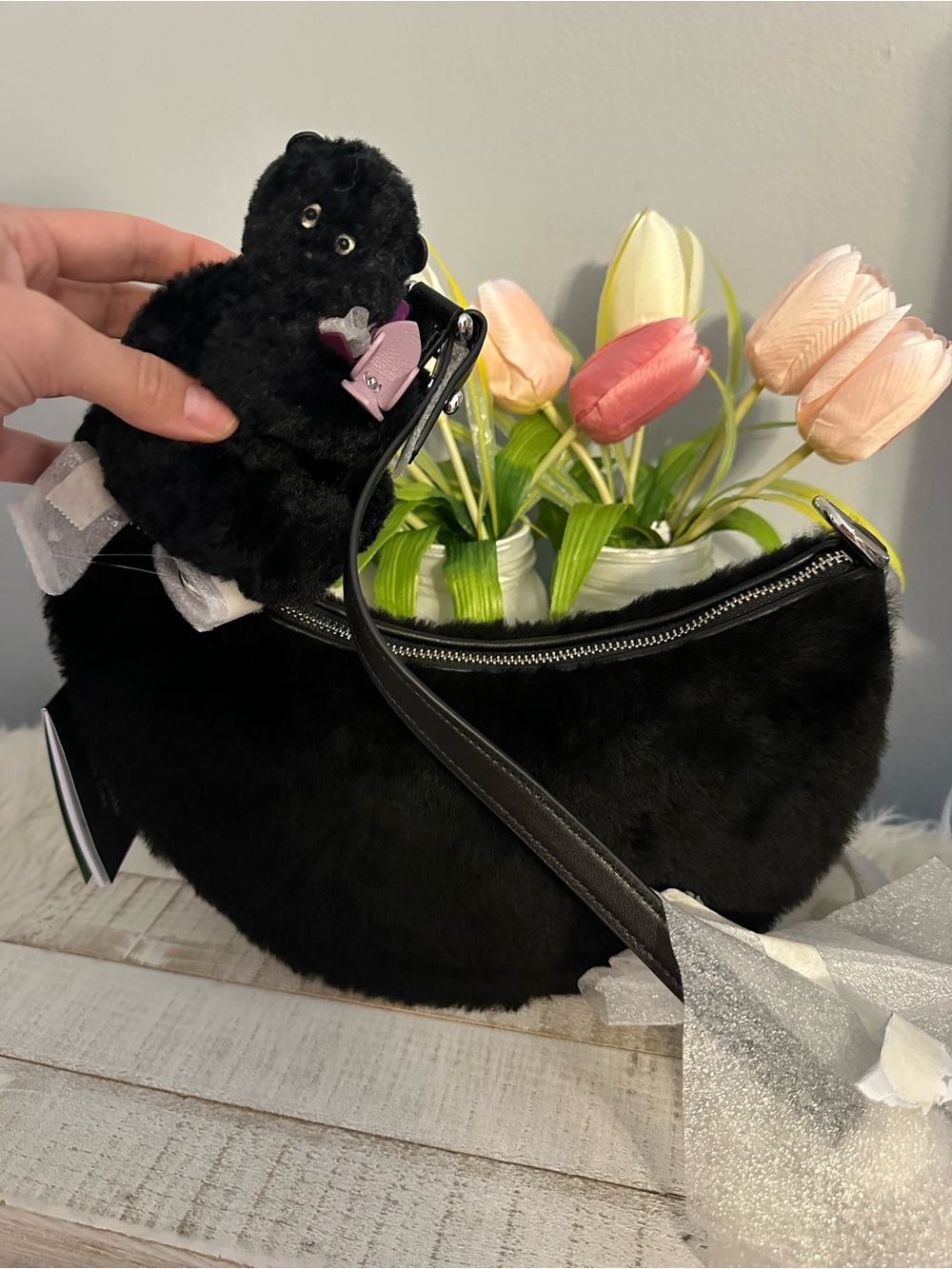 Nwt Kate spade duo shearling bear crossbody bag